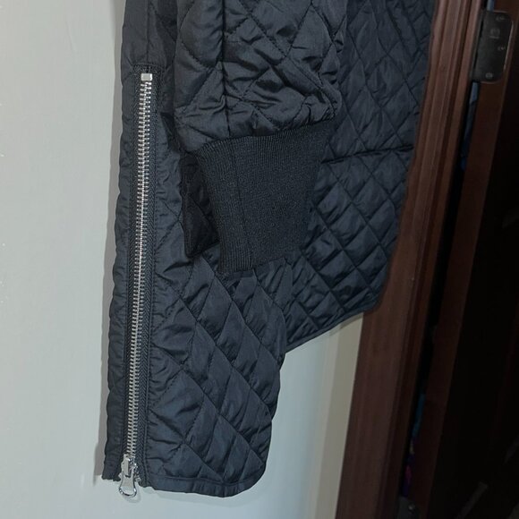 Zella Quilted Longline Black Jacket Coat Side zippers, arm pocket, NWT XS, NICE! - Picture 4 of 10